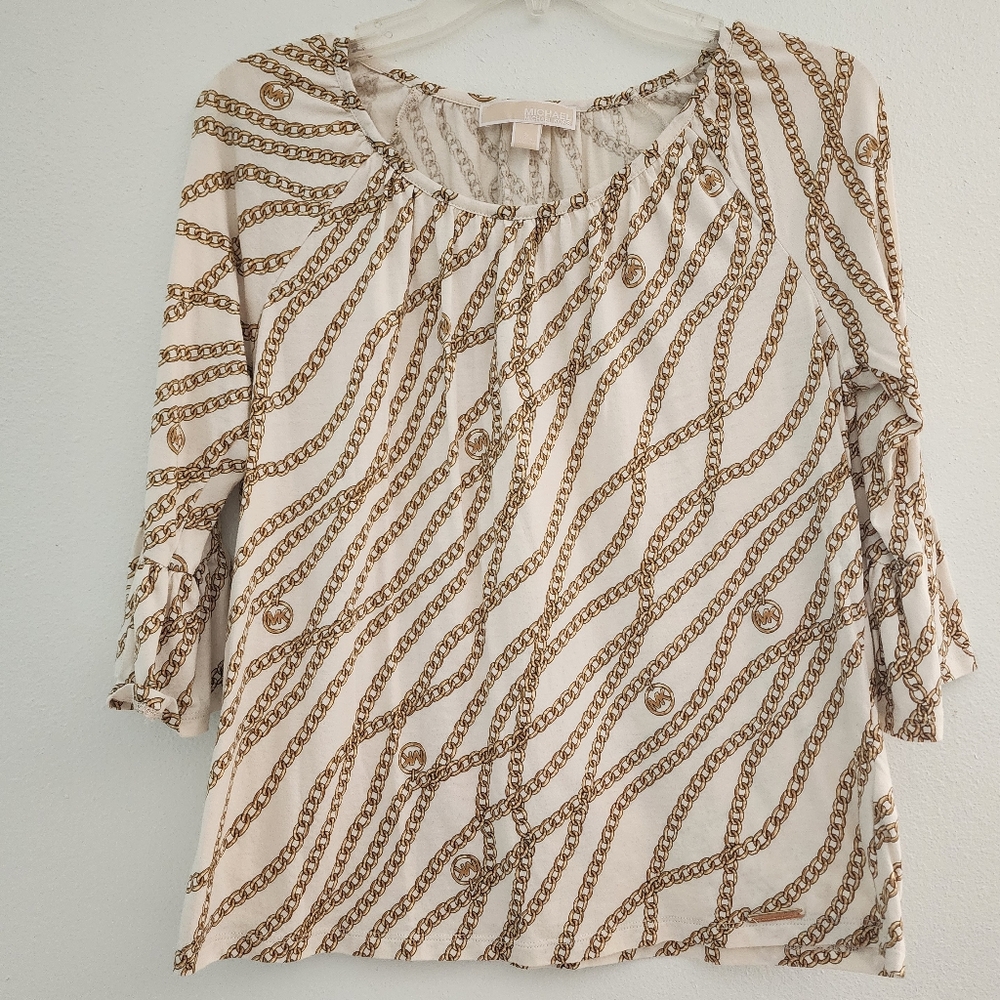 Michael Kors  Bone / Gold Chain Blouse Size S